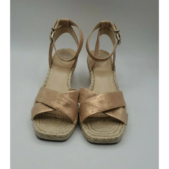 Vince Camuto Women Heel Wedge Shoes Open Toe Rose Gold Espadrille Sandal 9.5M - Picture 2 of 12